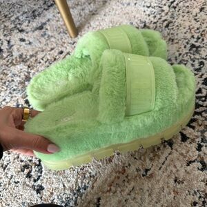 UGG Lime Green Fluffy Slides